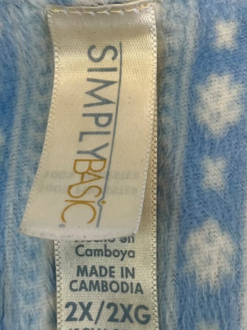 Vintage Simply Basic Blue Striped Floral Super Soft Fleece Nightgown size 2X - Picture 6 of 7